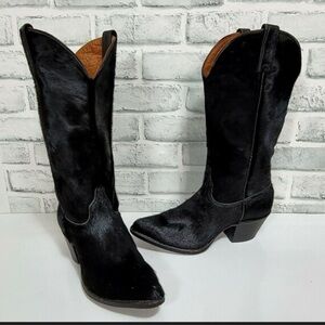 Justin Boots Black Heeled Cowhide Boots